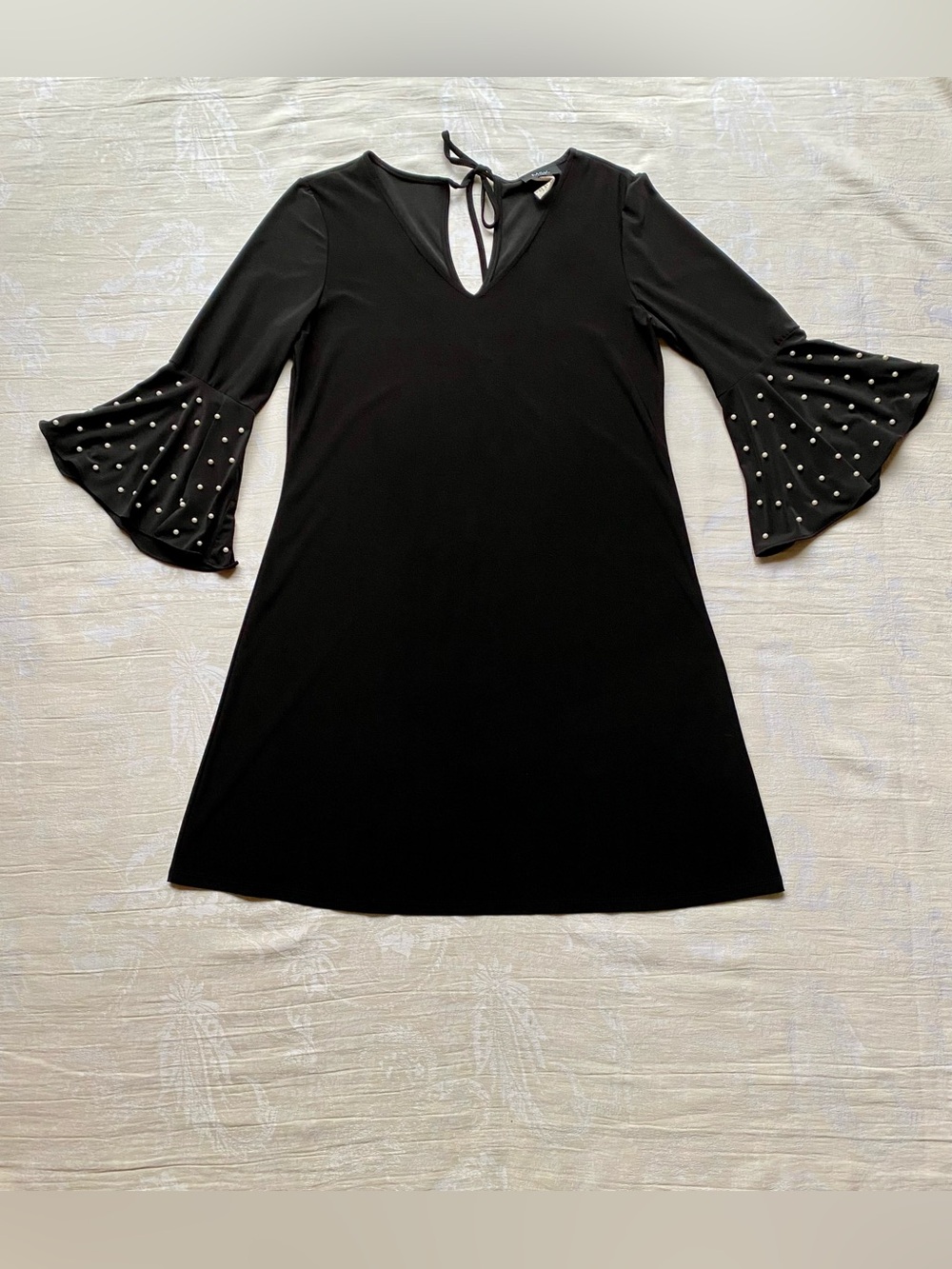 MSK LBD Bell Sleeve Dress with Faux Pearls Halloween Goth